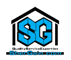 A blue and black logo for a company called sg quality service expertise.